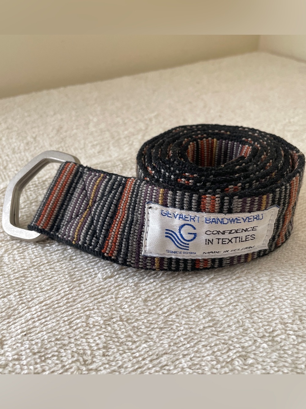 Vintage Gevaert Multicolor Textile Belt – W-Ring Design